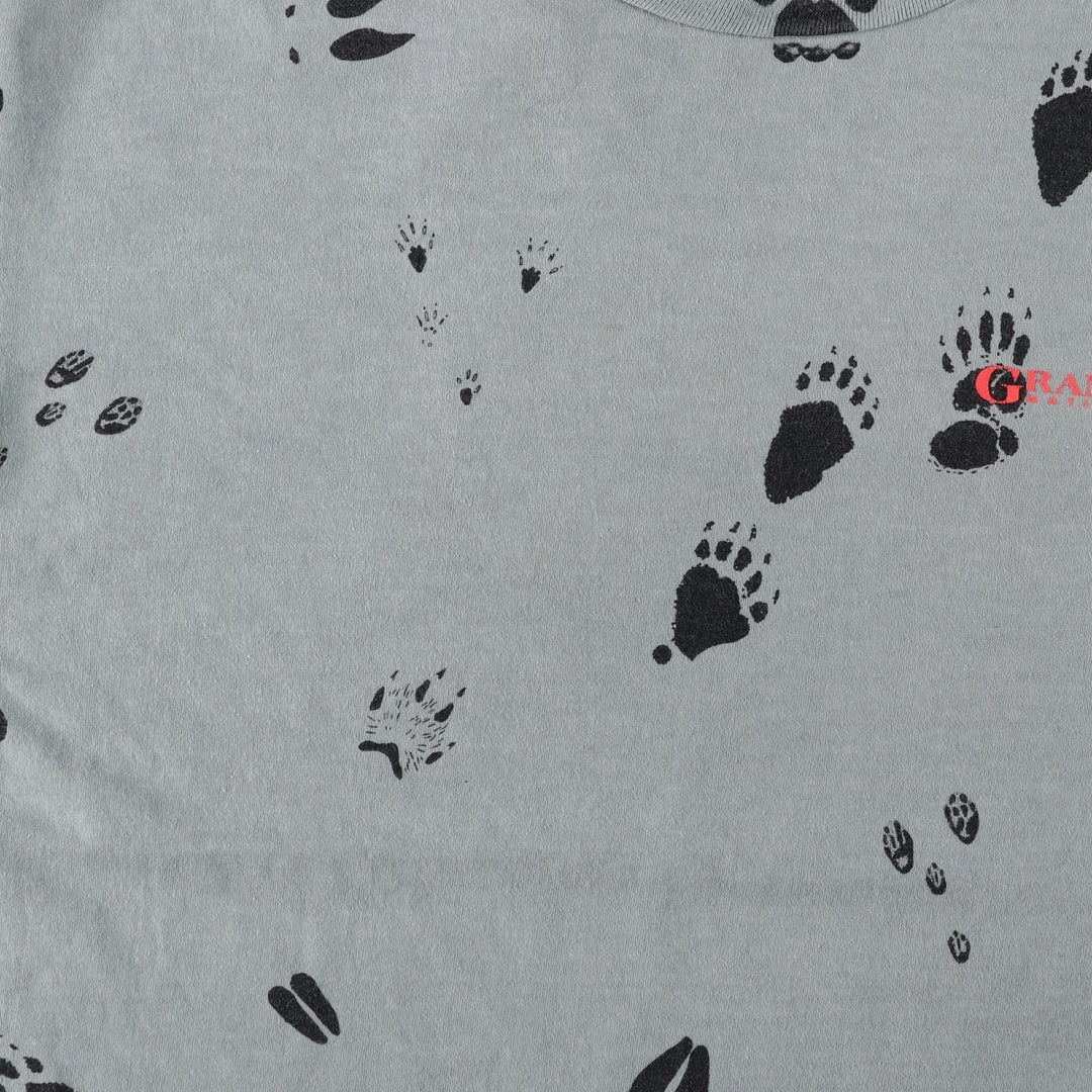 SDI all-over print T-shirt, made in USA, men's size XL. cotton Khaki type sage green Vintage Second Hand