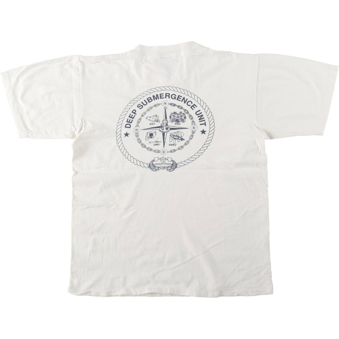 90'S ONEITA POWER-T US NAVY Military Print T-Shirt, Men's Size L (Equivalent), Vintage cotton white type Vintage Second Hand