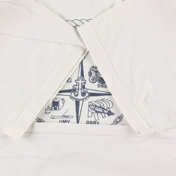 90'S ONEITA POWER-T US NAVY Military Print T-Shirt, Men's Size L (Equivalent), Vintage cotton white type Vintage Second Hand
