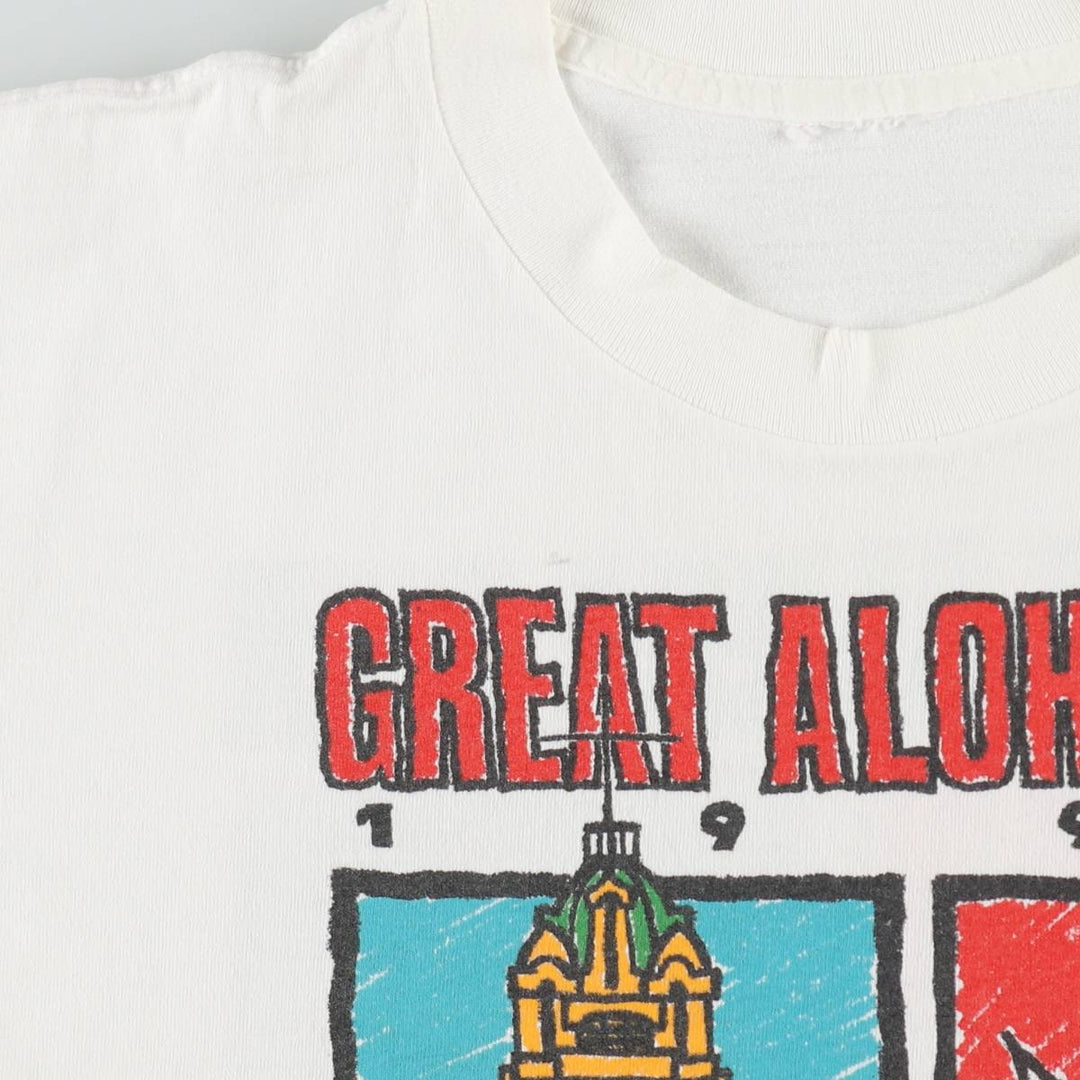 90'S Vintage Printed T-Shirt, Men's M Size unclear white type Vintage Second Hand