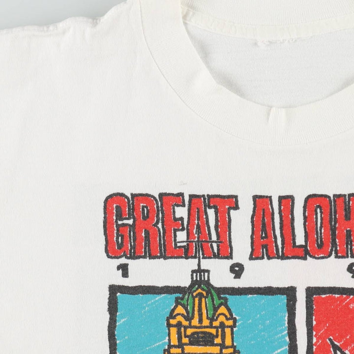 90'S Vintage Printed T-Shirt, Men's M Size unclear white type Vintage Second Hand
