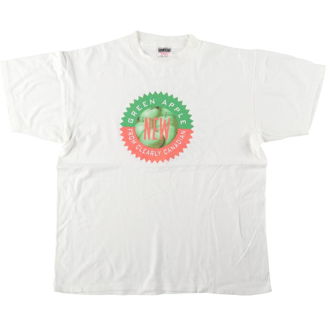 90'S ONITA POWER-T CLEARLY CANADIAN Advertising T-Shirt, Men's XL equivalent, Vintage cotton white type Vintage Second Hand