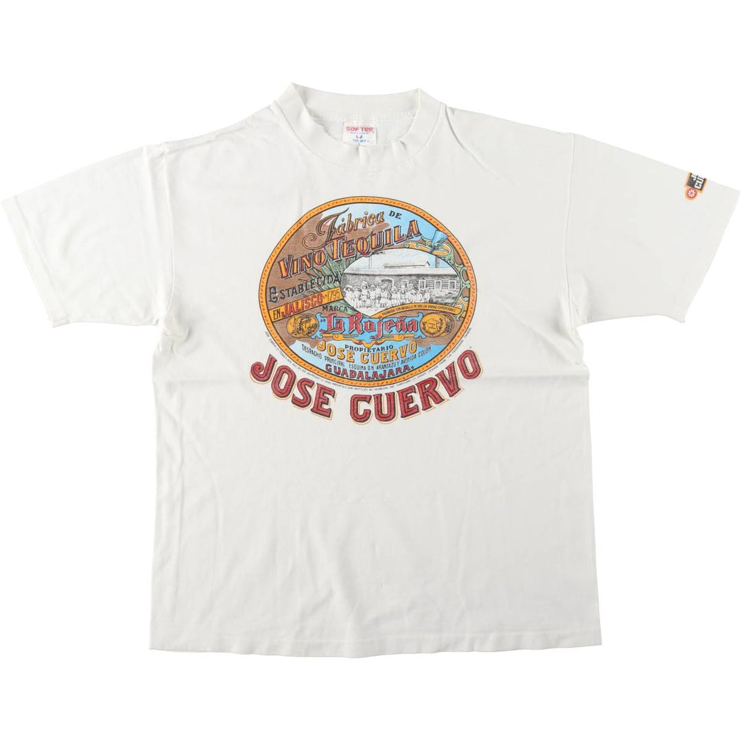90'S SOF TEE JOSE CUERVO Advertising T-shirt, Made in USA, Men's Size L (approx.), Vintage cotton white type Vintage Second Hand