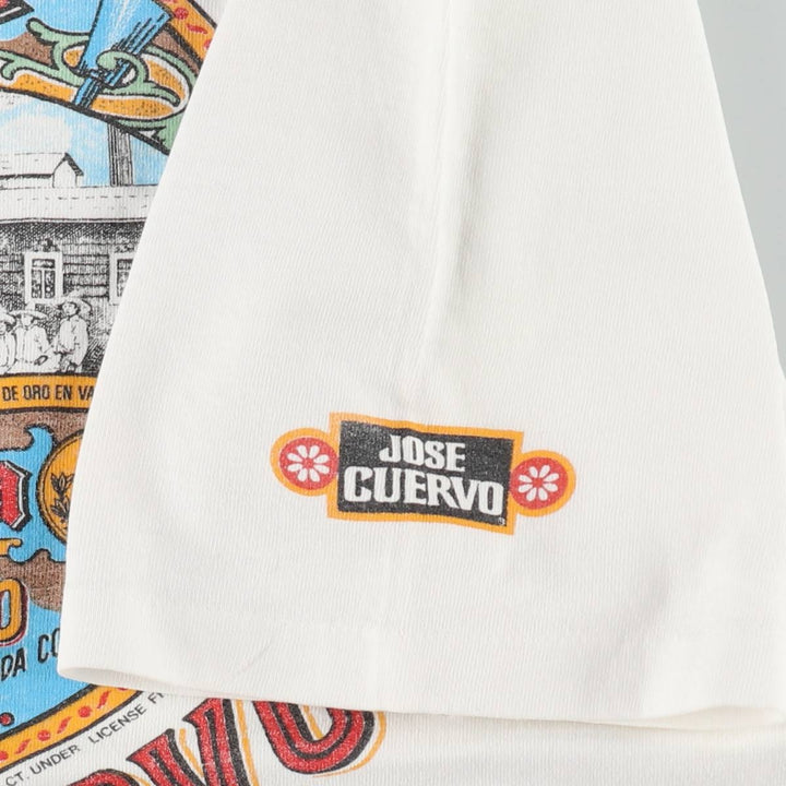 90'S SOF TEE JOSE CUERVO Advertising T-shirt, Made in USA, Men's Size L (approx.), Vintage cotton white type Vintage Second Hand