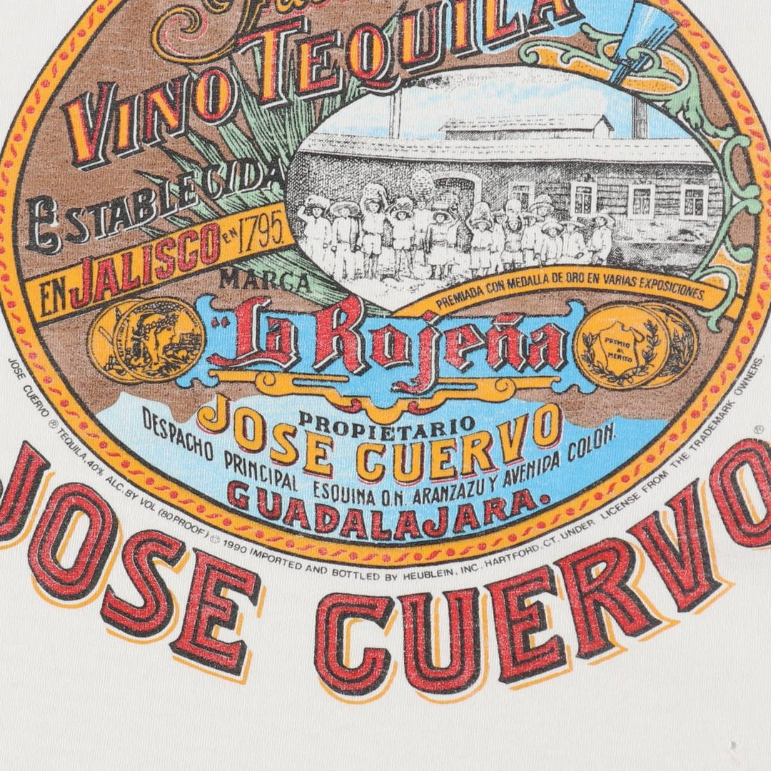 90'S SOF TEE JOSE CUERVO Advertising T-shirt, Made in USA, Men's Size L (approx.), Vintage cotton white type Vintage Second Hand