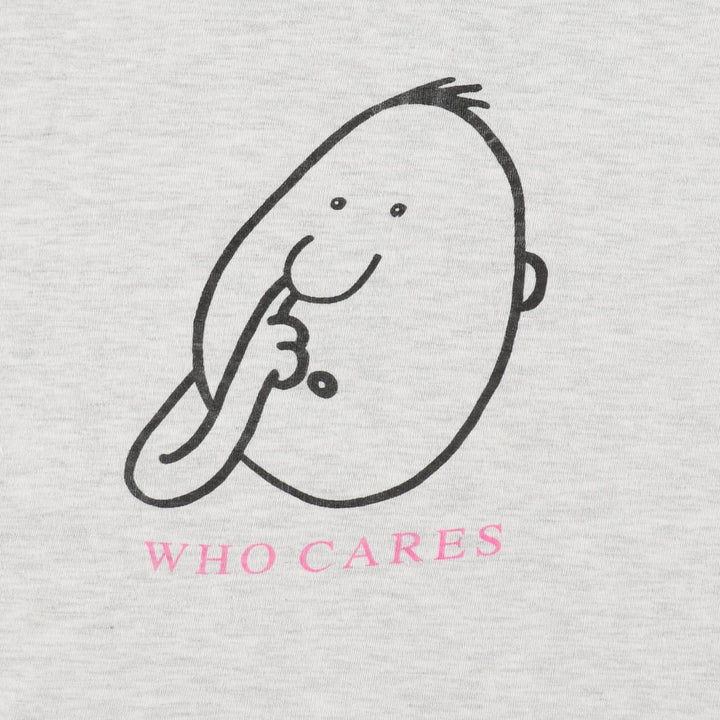 90'S Jim Benton WHO CARES Art T-shirt, Men's XL equivalent, Vintage unclear gray type Vintage Second Hand