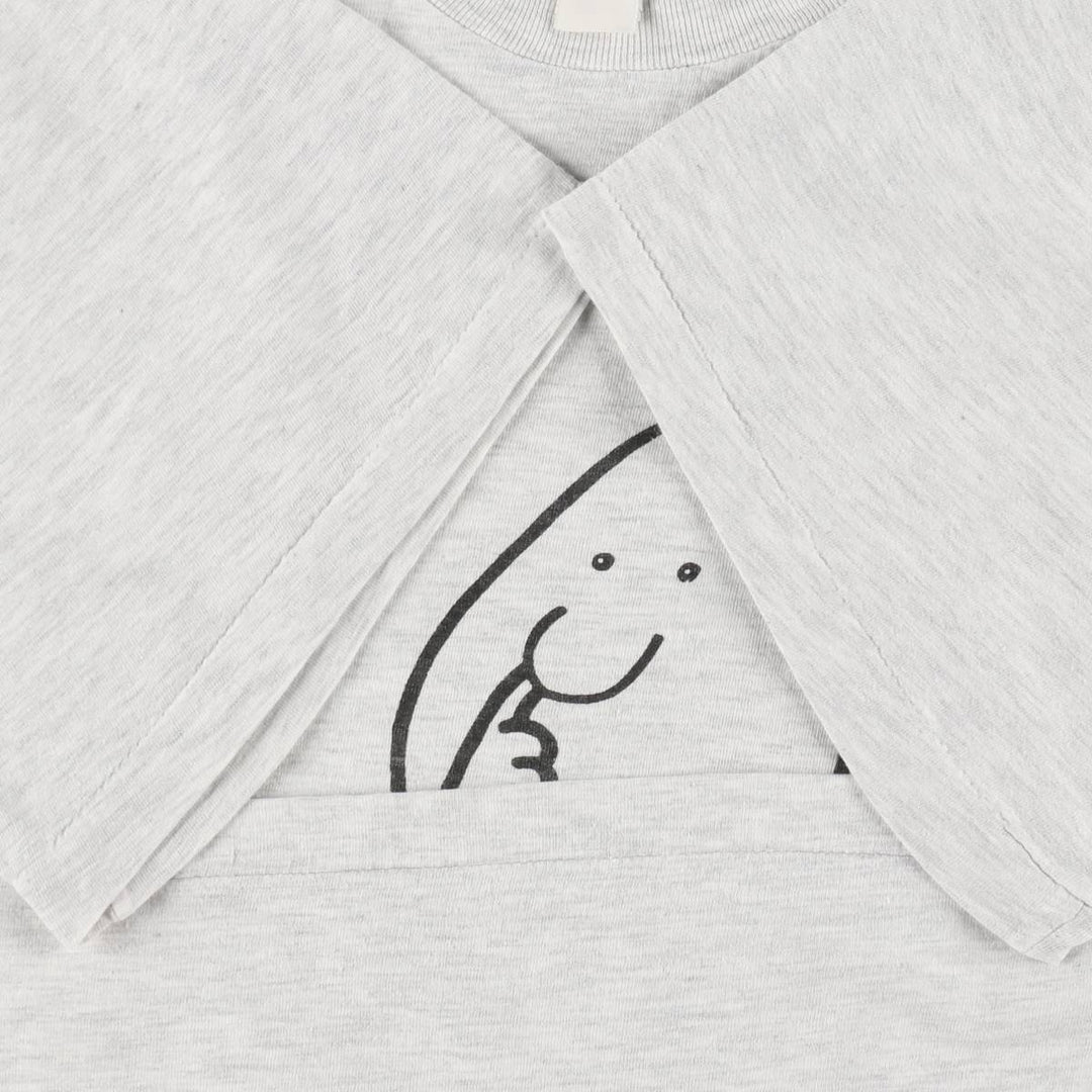 90'S Jim Benton WHO CARES Art T-shirt, Men's XL equivalent, Vintage unclear gray type Vintage Second Hand