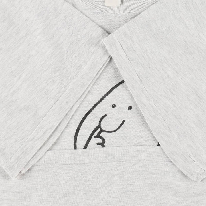 90'S Jim Benton WHO CARES Art T-shirt, Men's XL equivalent, Vintage unclear gray type Vintage Second Hand