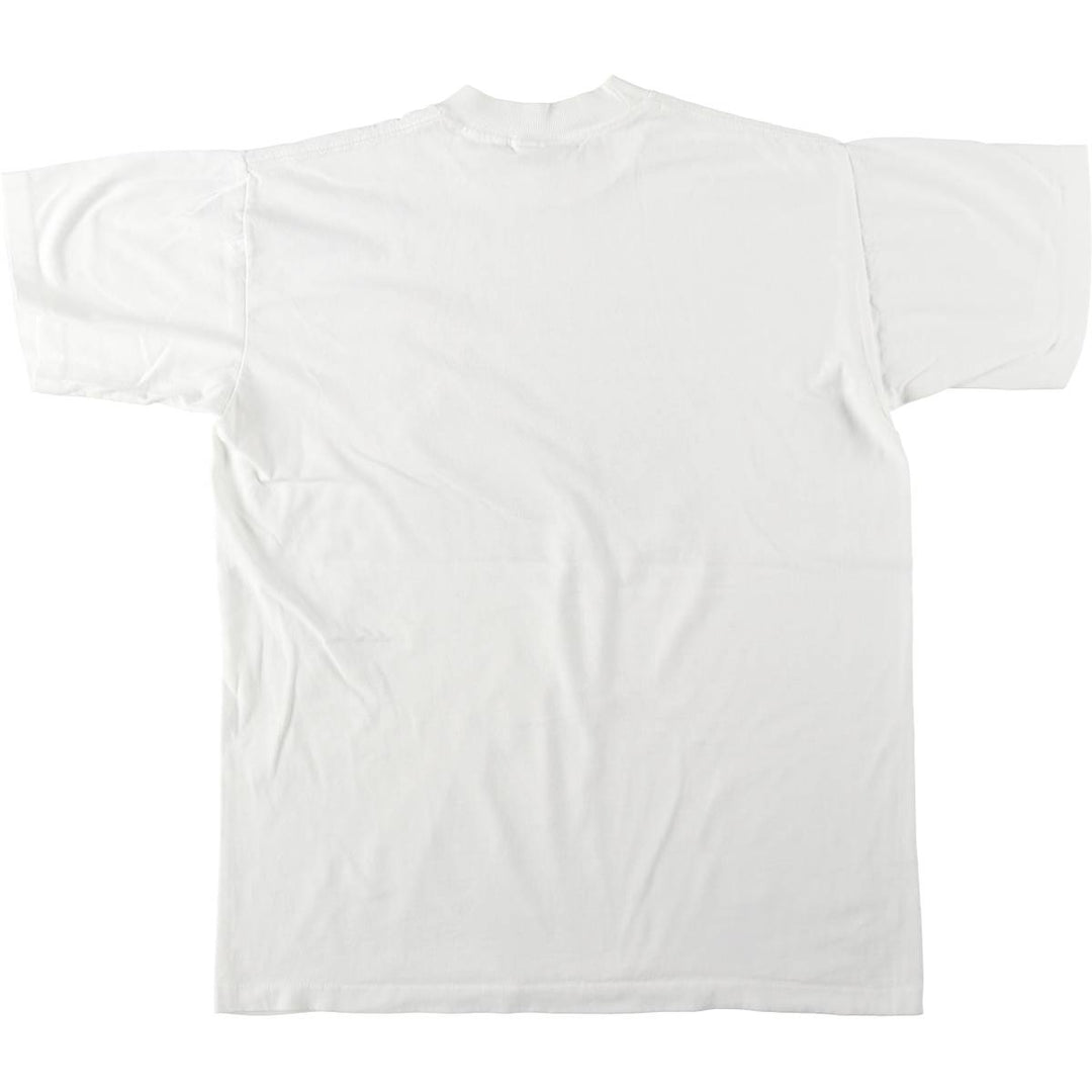 90'S CENTER STAR parody print T-shirt, Made in USA, Men's XL equivalent, Vintage cotton white type Vintage Second Hand