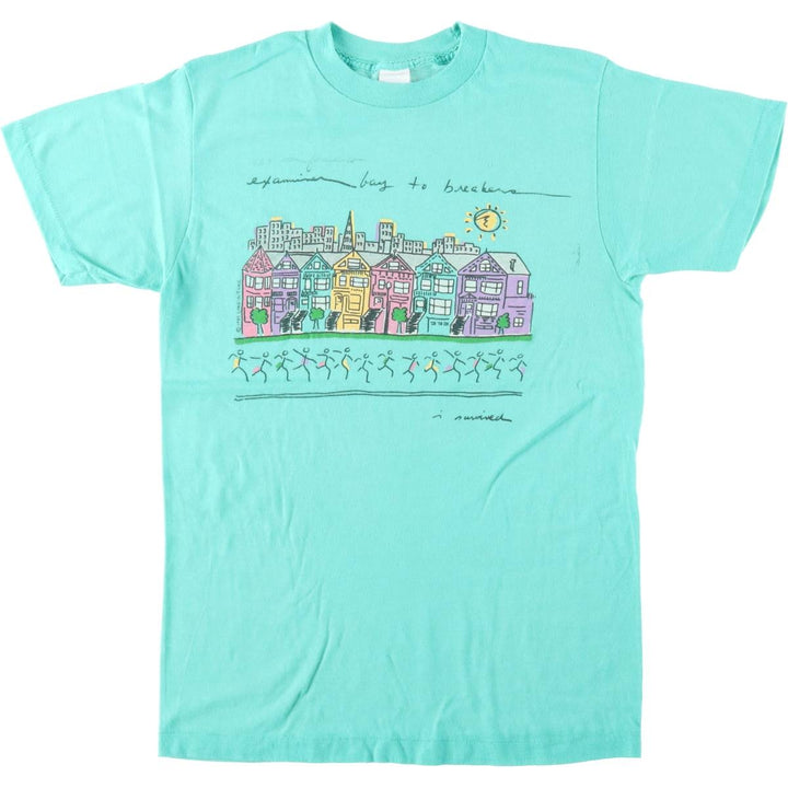 80'S Bay to Breakers 76th Edition Bay to Breakers Advertising T-Shirt, Made in USA, Men's Size L (Equivalent), Vintage cotton Emerald green Vintage Second Hand