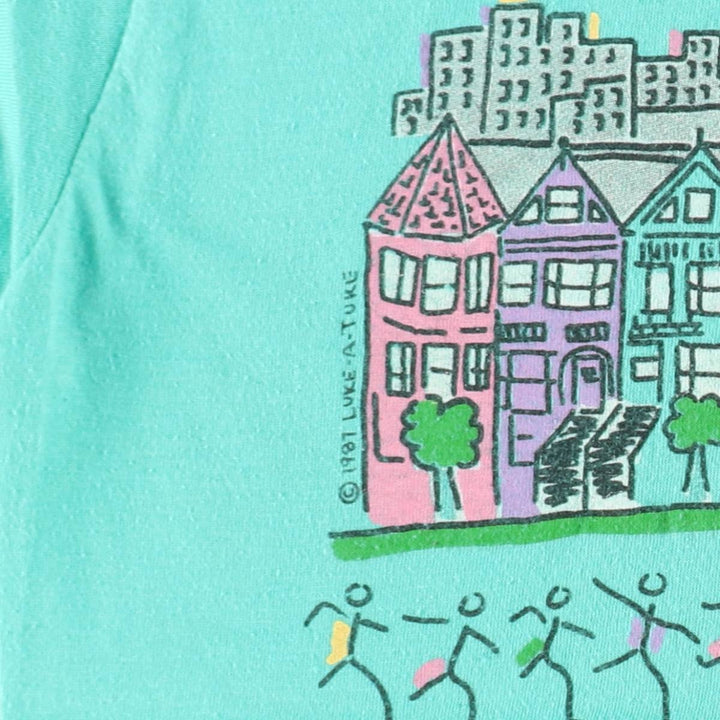 80'S Bay to Breakers 76th Edition Bay to Breakers Advertising T-Shirt, Made in USA, Men's Size L (Equivalent), Vintage cotton Emerald green Vintage Second Hand
