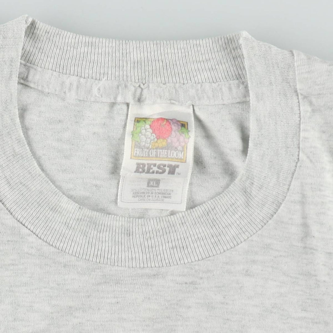90s-era Fruit of the Loom Best Print T-shirt, Men's XL equivalent, Vintage cotton gray type Vintage Second Hand