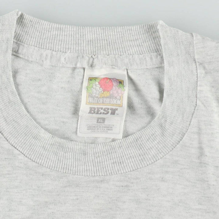 90s-era Fruit of the Loom Best Print T-shirt, Men's XL equivalent, Vintage cotton gray type Vintage Second Hand