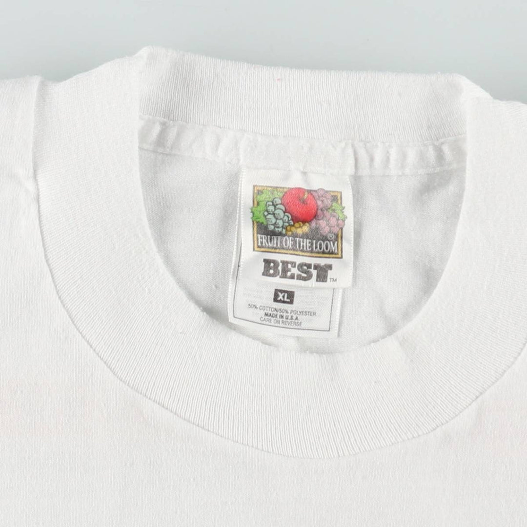 90'S Fruit of the Loom Best Printed T-shirt, Made in USA, Men's XL, Vintage cotton white type Vintage Second Hand
