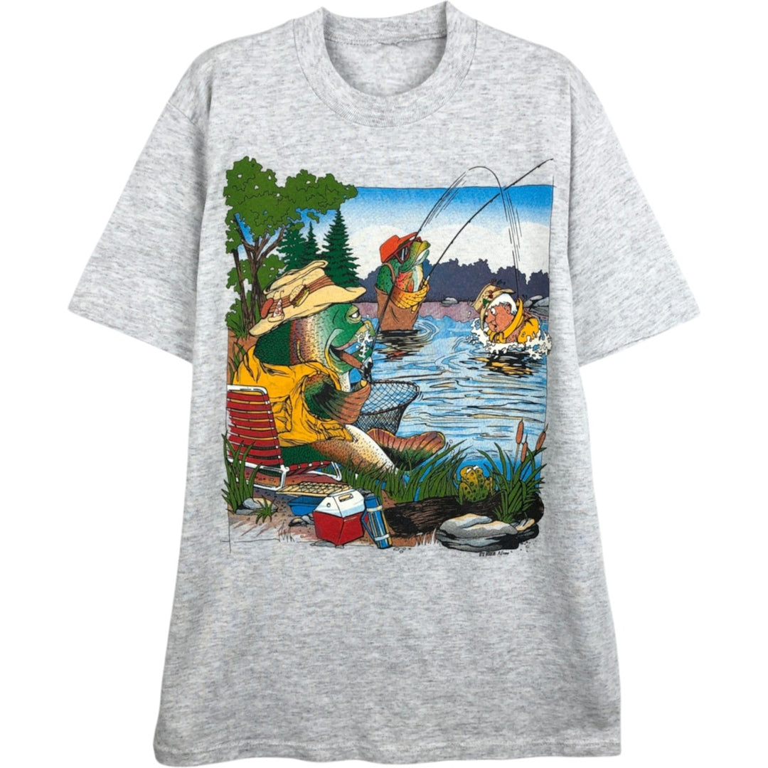 90'S Vintage Printed T-Shirt, Men's XL unclear pale white type Vintage Second Hand