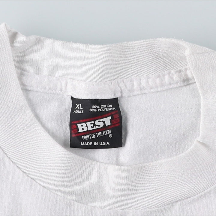 90'S Fruit of the Loom Best Advertising T-Shirt, Made in USA, Men's XL equivalent, Vintage cotton white type Vintage Second Hand