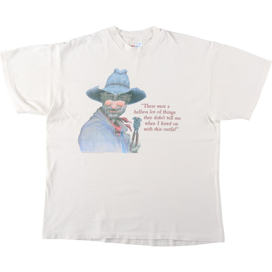 90'S Hanes BEEFY-T Printed T-shirt, Made in USA, Men's L size, Vintage cotton white type Vintage Second Hand