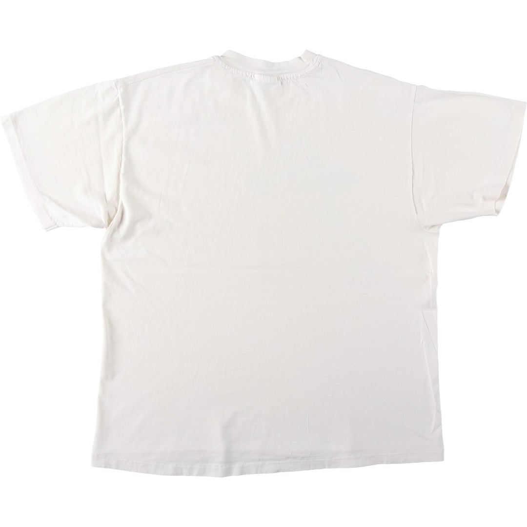 90'S Hanes BEEFY-T Printed T-shirt, Made in USA, Men's L size, Vintage cotton white type Vintage Second Hand