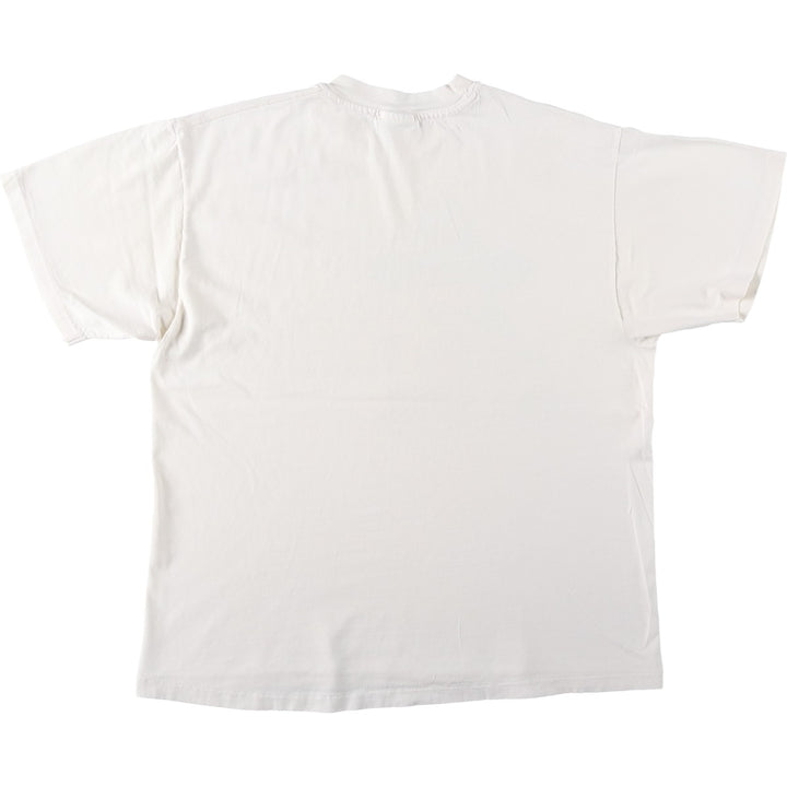 90'S Hanes BEEFY-T Printed T-shirt, Made in USA, Men's L size, Vintage cotton white type Vintage Second Hand