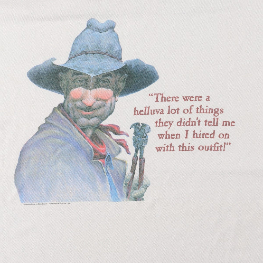 90'S Hanes BEEFY-T Printed T-shirt, Made in USA, Men's L size, Vintage cotton white type Vintage Second Hand