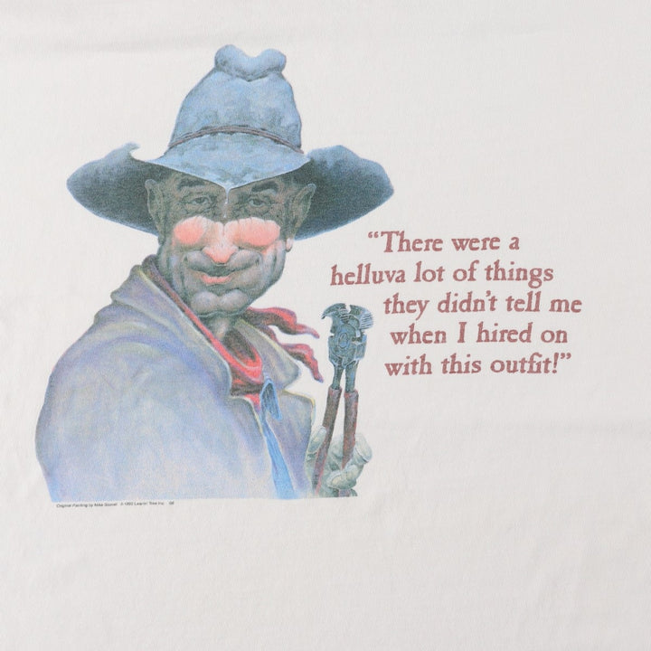 90'S Hanes BEEFY-T Printed T-shirt, Made in USA, Men's L size, Vintage cotton white type Vintage Second Hand