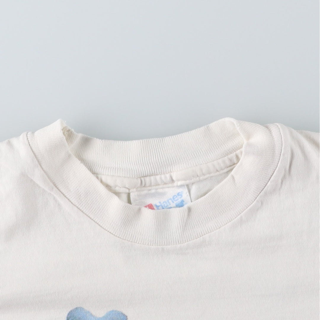 90'S Hanes BEEFY-T Printed T-shirt, Made in USA, Men's L size, Vintage cotton white type Vintage Second Hand