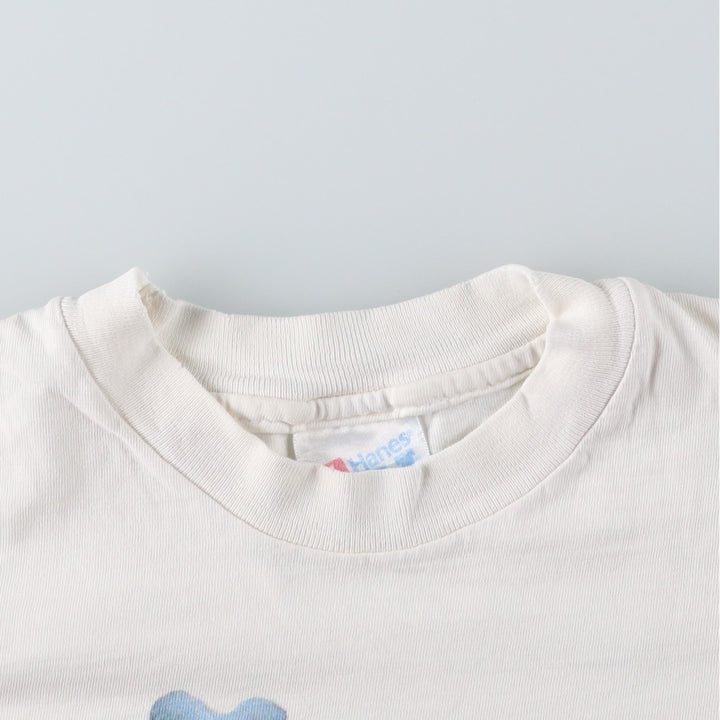 90'S Hanes BEEFY-T Printed T-shirt, Made in USA, Men's L size, Vintage cotton white type Vintage Second Hand