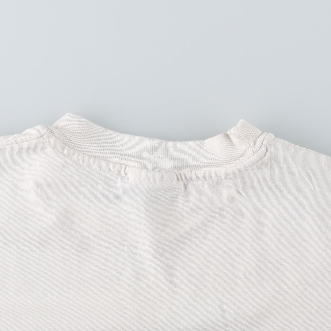 90'S Hanes BEEFY-T Printed T-shirt, Made in USA, Men's L size, Vintage cotton white type Vintage Second Hand