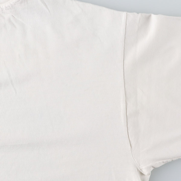 90'S Hanes BEEFY-T Printed T-shirt, Made in USA, Men's L size, Vintage cotton white type Vintage Second Hand