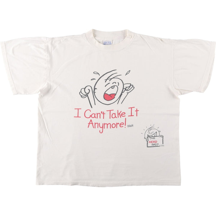 Vintage 90'S TULTEX printed T-shirt, size L for men cotton white type Vintage Second Hand
