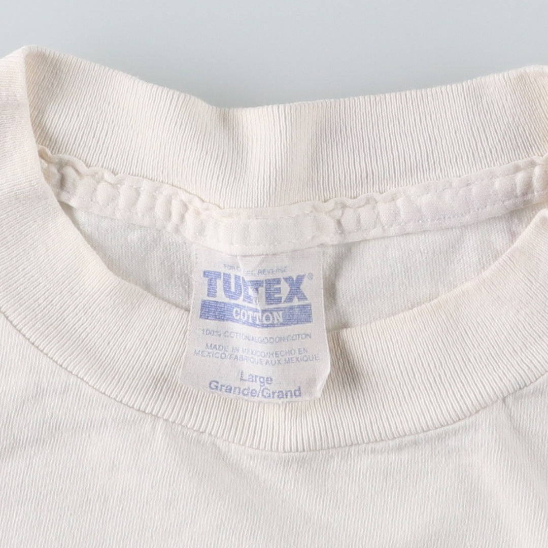Vintage 90'S TULTEX printed T-shirt, size L for men cotton white type Vintage Second Hand