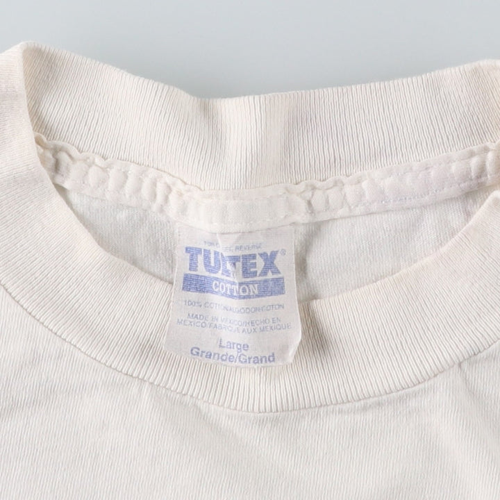 Vintage 90'S TULTEX printed T-shirt, size L for men cotton white type Vintage Second Hand