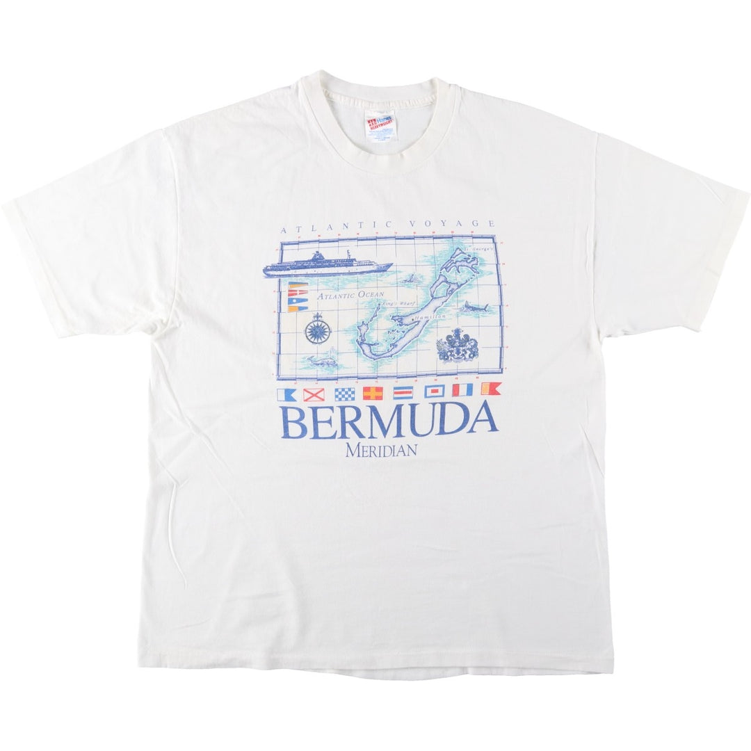 90'S Hanes Heavyweight Printed T-shirt Made in USA Men's XL Vintage cotton white type Vintage Second Hand