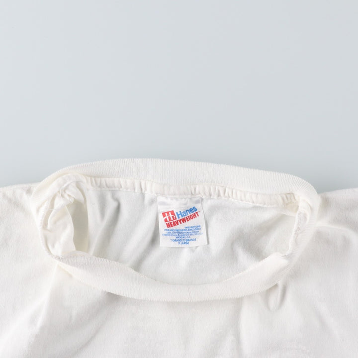 90'S Hanes Heavyweight Printed T-shirt Made in USA Men's XL Vintage cotton white type Vintage Second Hand