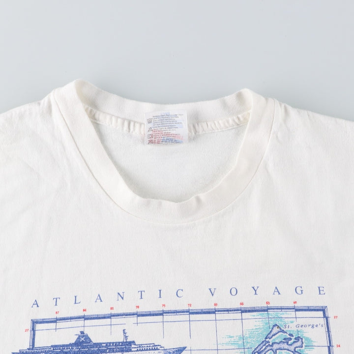 90'S Hanes Heavyweight Printed T-shirt Made in USA Men's XL Vintage cotton white type Vintage Second Hand