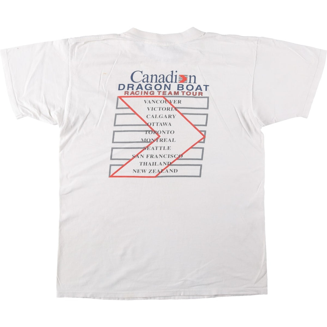 90'S Gildan Heavy Weight Print T-Shirt, Made in Canada, Men's Size L (approx.), Vintage cotton white type Vintage Second Hand