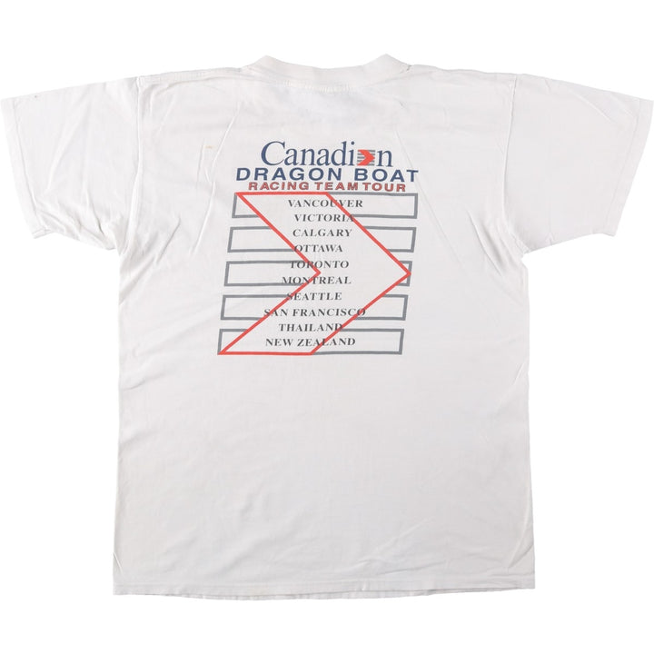 90'S Gildan Heavy Weight Print T-Shirt, Made in Canada, Men's Size L (approx.), Vintage cotton white type Vintage Second Hand