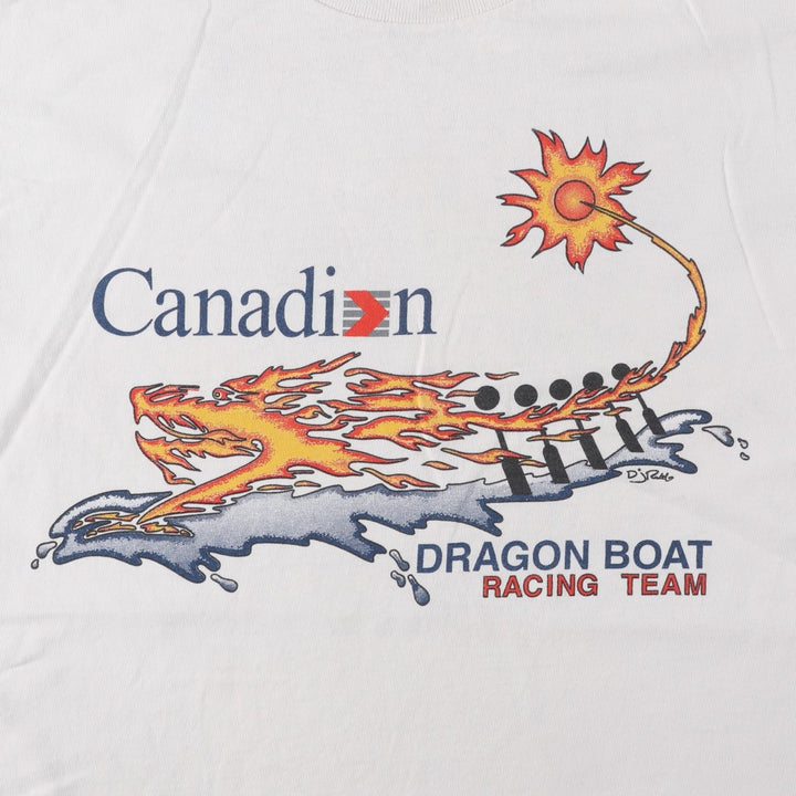 90'S Gildan Heavy Weight Print T-Shirt, Made in Canada, Men's Size L (approx.), Vintage cotton white type Vintage Second Hand