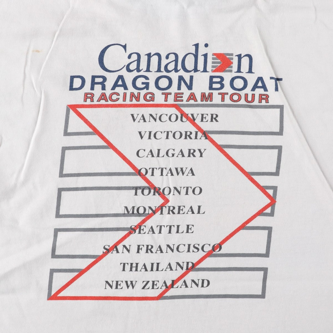 90'S Gildan Heavy Weight Print T-Shirt, Made in Canada, Men's Size L (approx.), Vintage cotton white type Vintage Second Hand