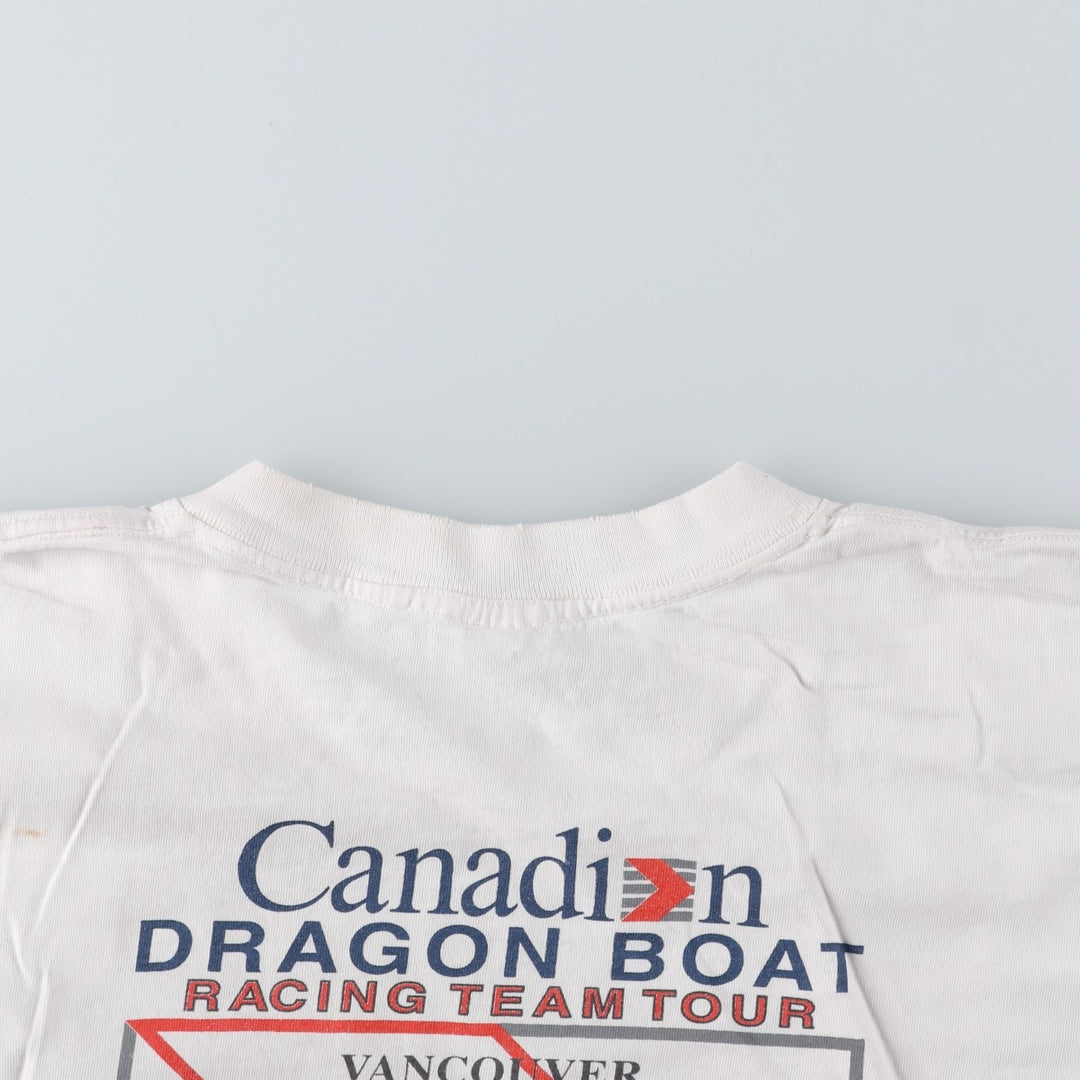 90'S Gildan Heavy Weight Print T-Shirt, Made in Canada, Men's Size L (approx.), Vintage cotton white type Vintage Second Hand