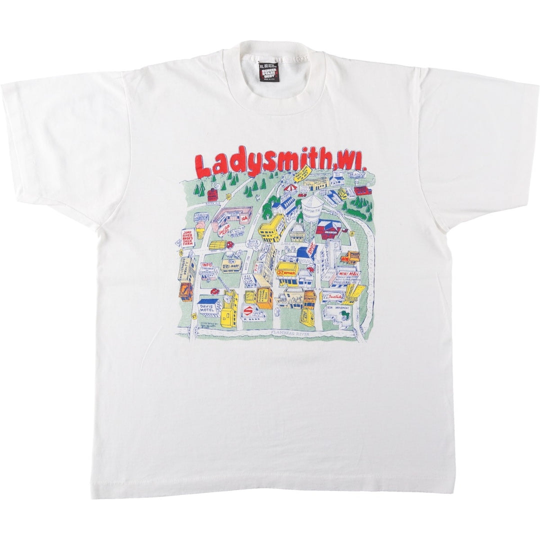Screen Stars Best Print T-Shirt, Made in USA, Men's XL (approx.), Vintage. cotton white type Vintage Second Hand