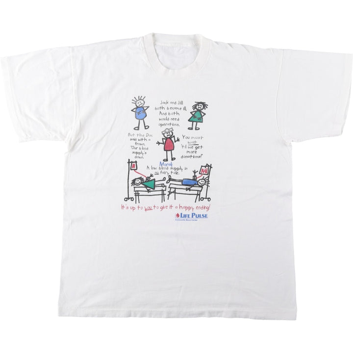 Printed T-shirt, men's size XL cotton white type Vintage Second Hand