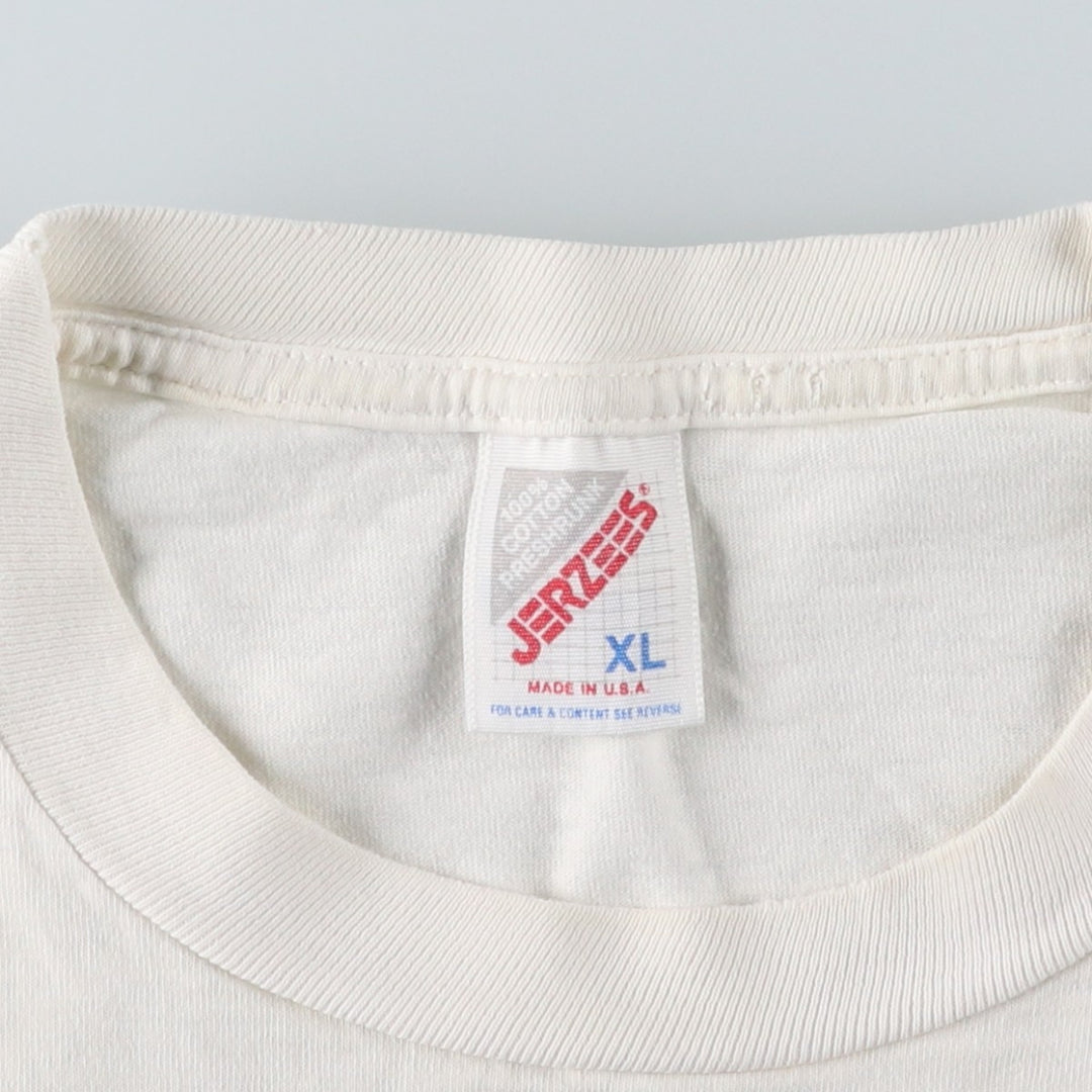 90'S Jerzees Printed T-shirt Made in USA Men's XL Vintage cotton white type Vintage Second Hand