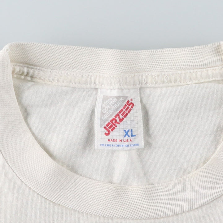 90'S Jerzees Printed T-shirt Made in USA Men's XL Vintage cotton white type Vintage Second Hand