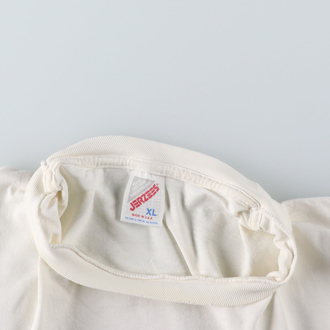 90'S Jerzees Printed T-shirt Made in USA Men's XL Vintage cotton white type Vintage Second Hand