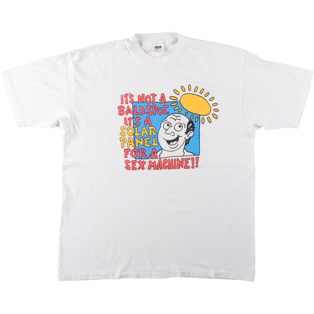 90'S Anvil Print T-Shirt, Made in USA, Men's XL equivalent, Vintage American Casual Style cotton white type Vintage Second Hand