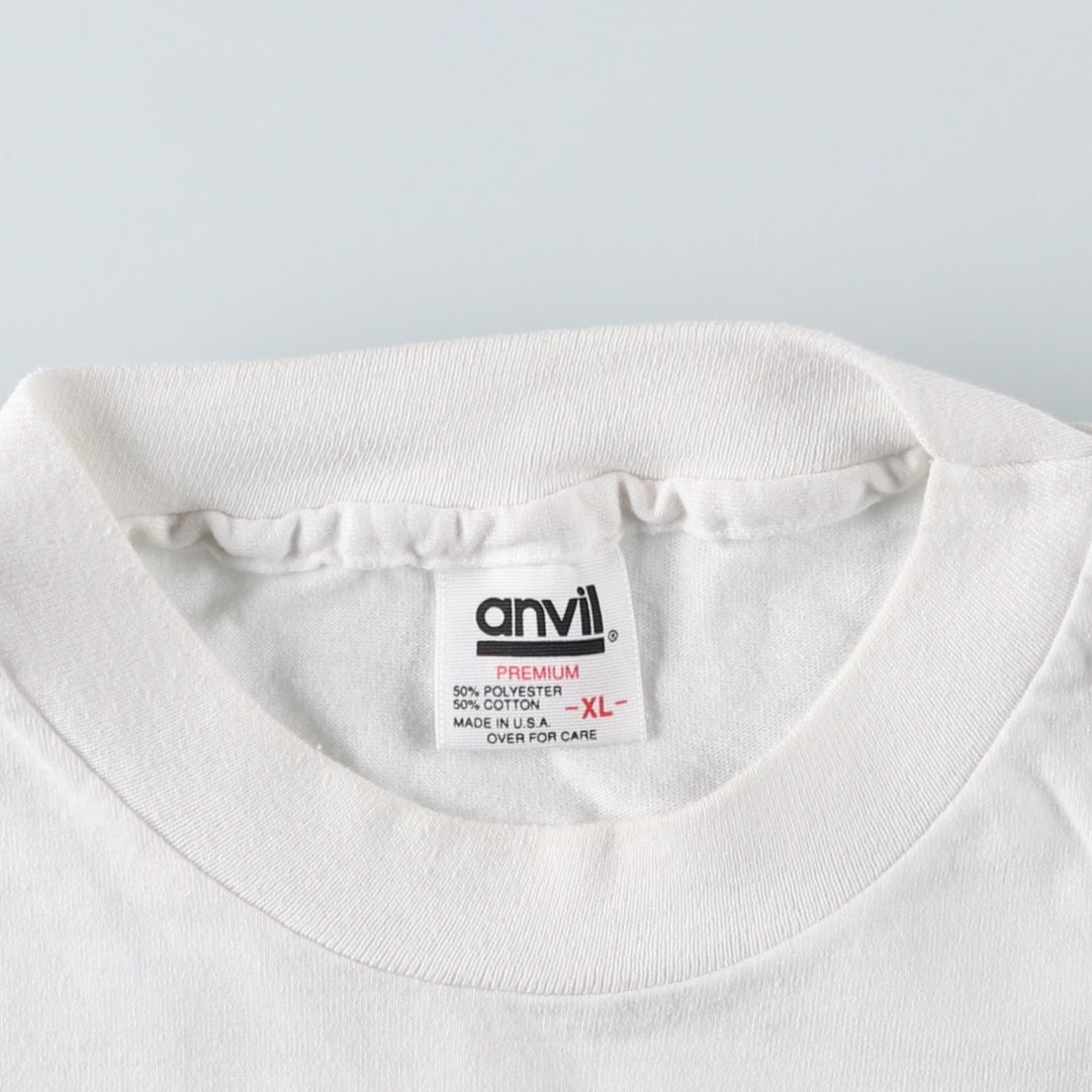 90'S Anvil Print T-Shirt, Made in USA, Men's XL equivalent, Vintage American Casual Style cotton white type Vintage Second Hand