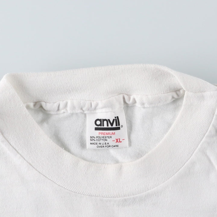 90'S Anvil Print T-Shirt, Made in USA, Men's XL equivalent, Vintage American Casual Style cotton white type Vintage Second Hand