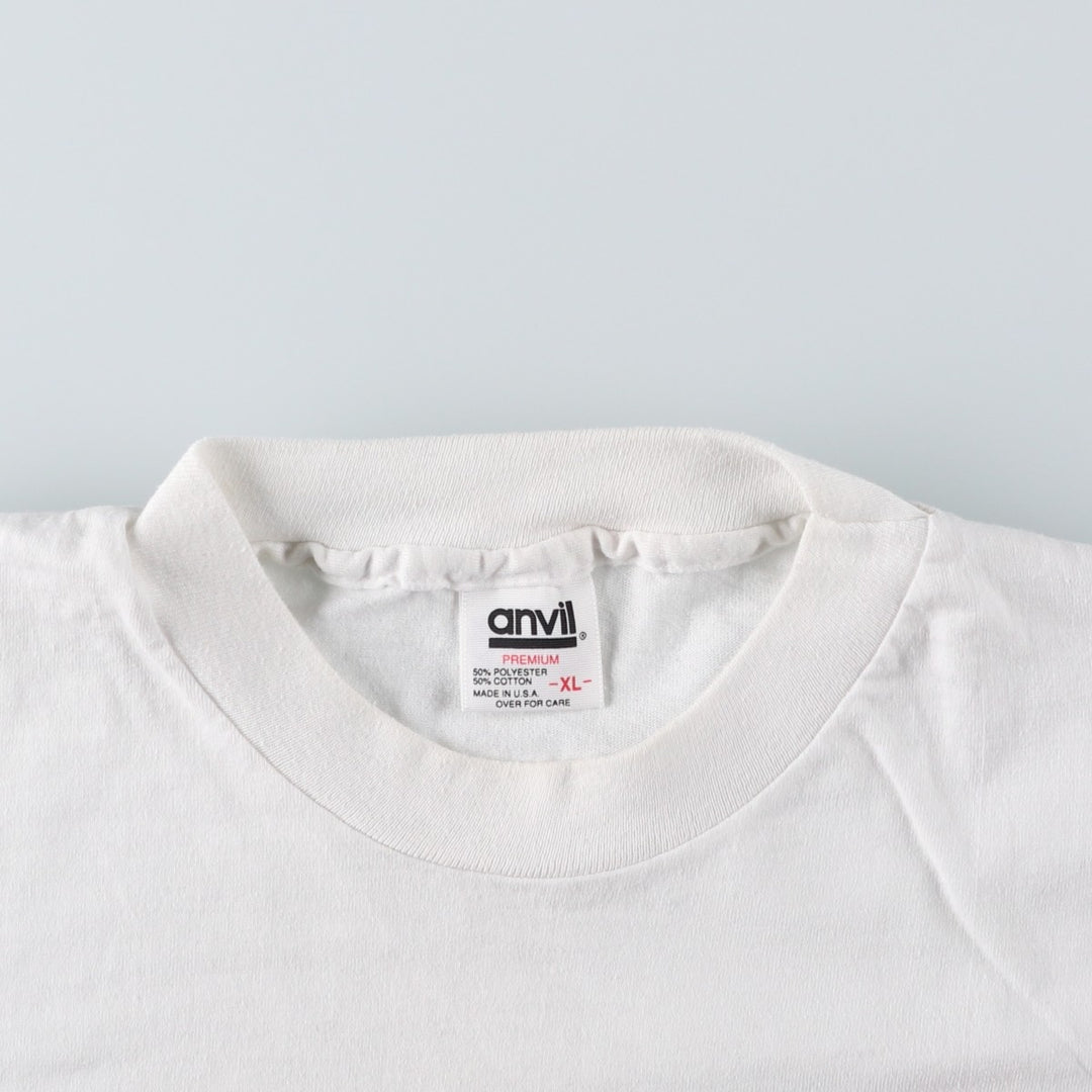 90'S Anvil Print T-Shirt, Made in USA, Men's XL equivalent, Vintage American Casual Style cotton white type Vintage Second Hand