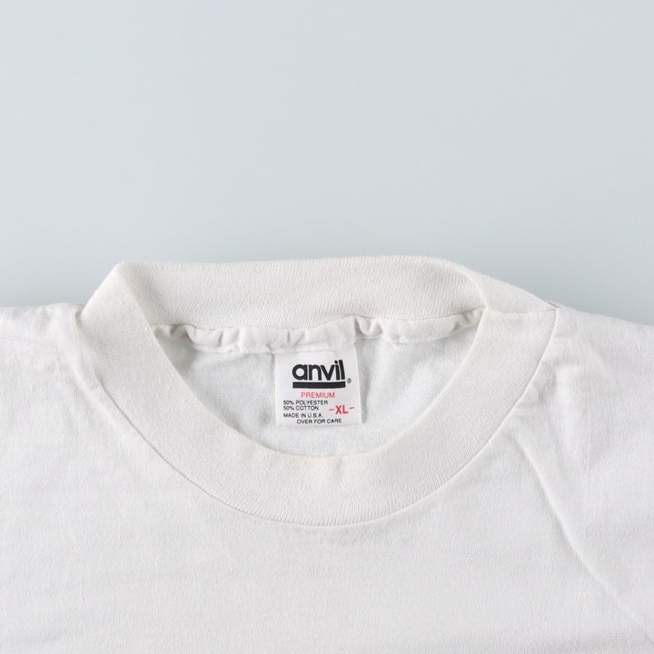 90'S Anvil Print T-Shirt, Made in USA, Men's XL equivalent, Vintage American Casual Style cotton white type Vintage Second Hand
